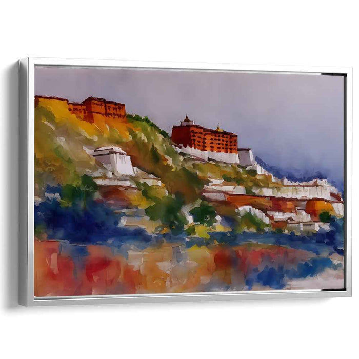 Majestic Hilltop Monastery: A Serene Impressionist Canvas Art Print