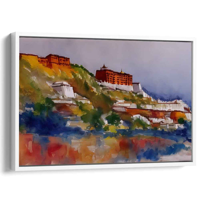 Majestic Hilltop Monastery: A Serene Impressionist Canvas Art Print