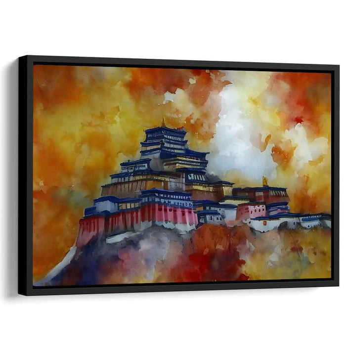 Mystic Elegance: Surreal Watercolor of an Eastern Monastery Canvas Art