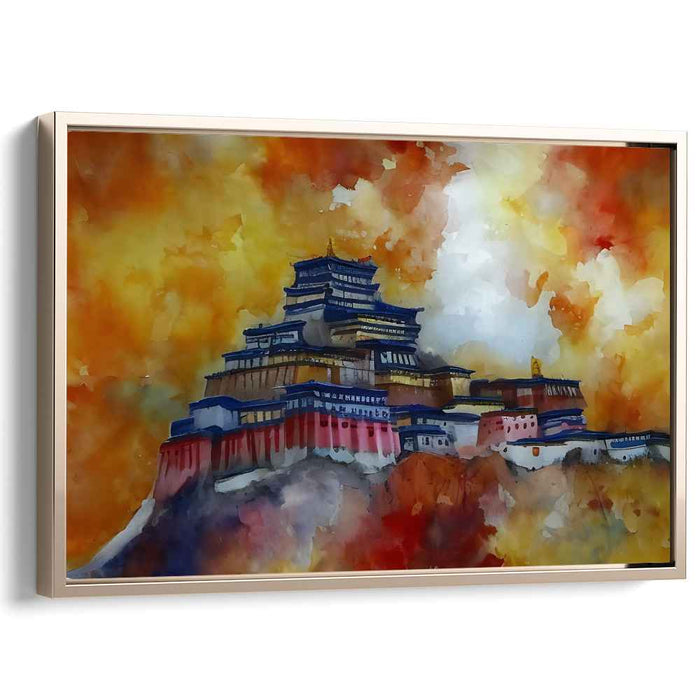 Mystic Elegance: Surreal Watercolor of an Eastern Monastery Canvas Art