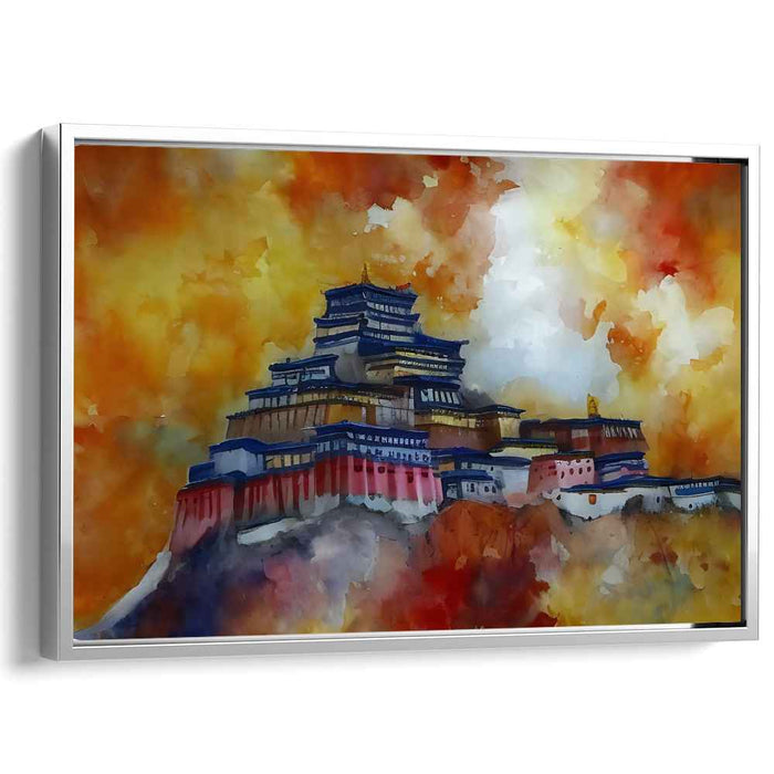 Mystic Elegance: Surreal Watercolor of an Eastern Monastery Canvas Art