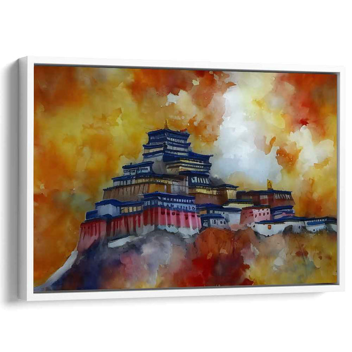 Mystic Elegance: Surreal Watercolor of an Eastern Monastery Canvas Art