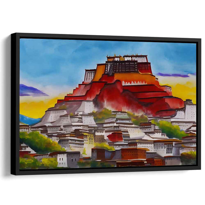 Mystical Sunrise at Potala Palace: Vibrant Watercolor Landscape