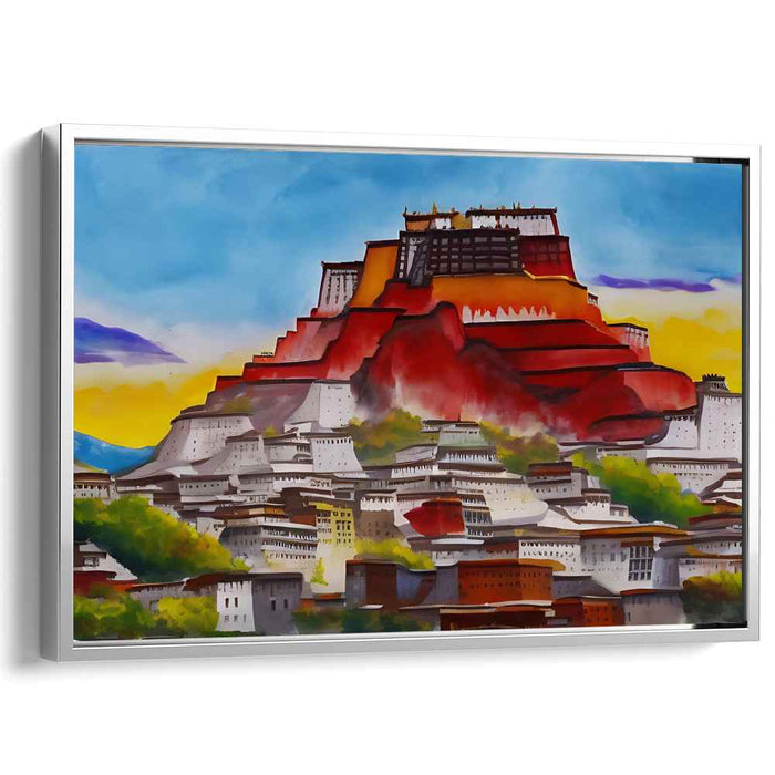 Mystical Sunrise at Potala Palace: Vibrant Watercolor Landscape