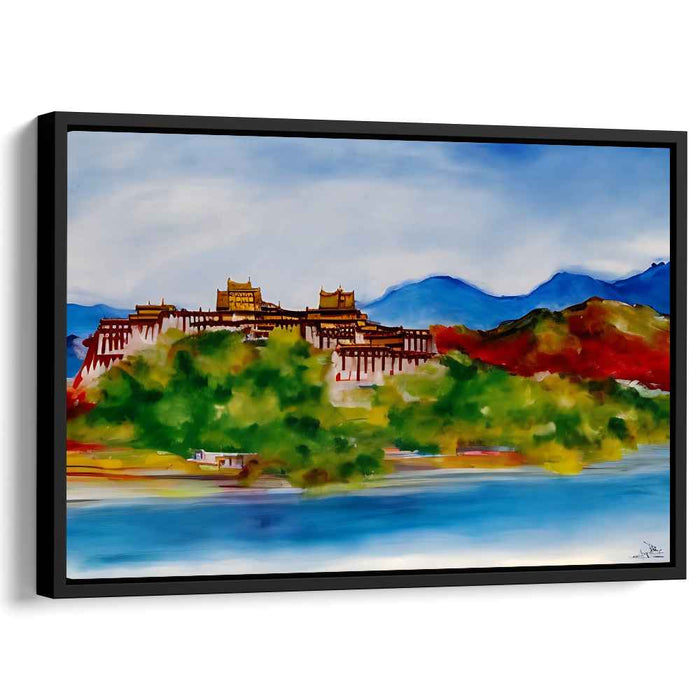 Silent Palace Whispers: Impressionist Landscape of Potala Palace Canvas Art