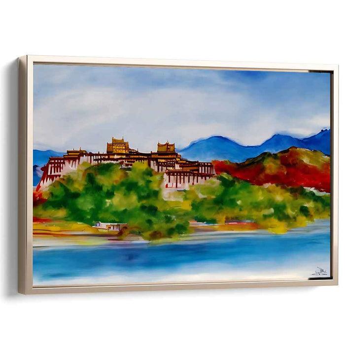Silent Palace Whispers: Impressionist Landscape of Potala Palace Canvas Art