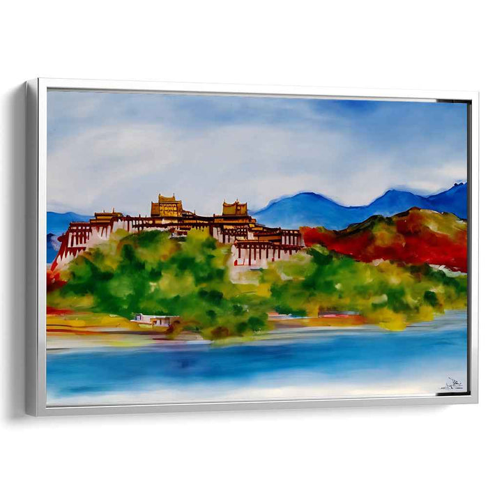 Silent Palace Whispers: Impressionist Landscape of Potala Palace Canvas Art