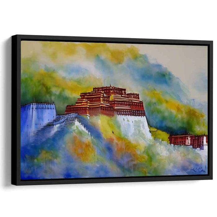 Potala Serenade: Romantic Impression of Potala Palace in Watercolor