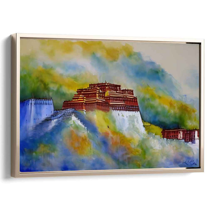 Potala Serenade: Romantic Impression of Potala Palace in Watercolor