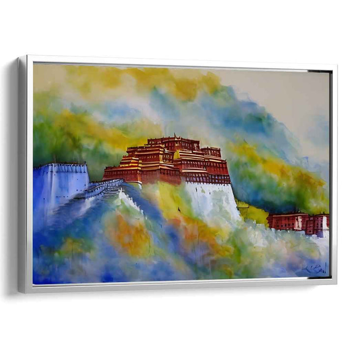 Potala Serenade: Romantic Impression of Potala Palace in Watercolor