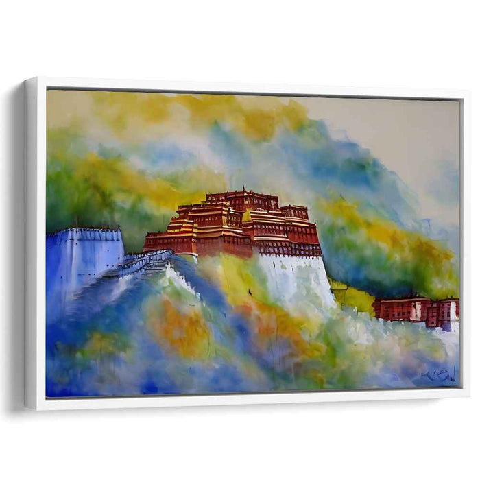 Potala Serenade: Romantic Impression of Potala Palace in Watercolor