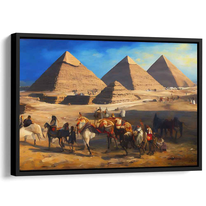 Sandstone Silhouettes Embrace Twilight: Majestic Giza Pyramids Landscape Canvas Art