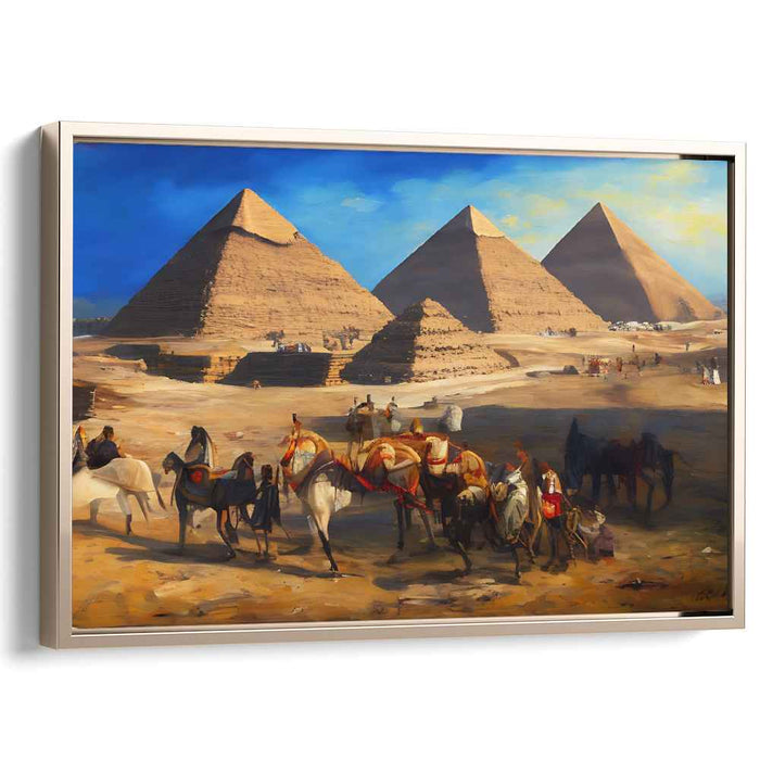 Sandstone Silhouettes Embrace Twilight: Majestic Giza Pyramids Landscape Canvas Art