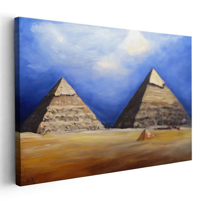 Sandstone Mirages Whisper Secrets: Majestic Pyramids of Giza Canvas Art Print