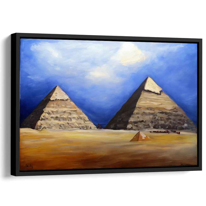 Sandstone Mirages Whisper Secrets: Majestic Pyramids of Giza Canvas Art Print