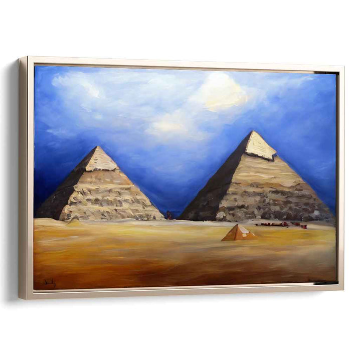 Sandstone Mirages Whisper Secrets: Majestic Pyramids of Giza Canvas Art Print