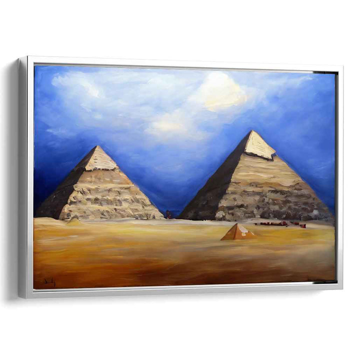 Sandstone Mirages Whisper Secrets: Majestic Pyramids of Giza Canvas Art Print