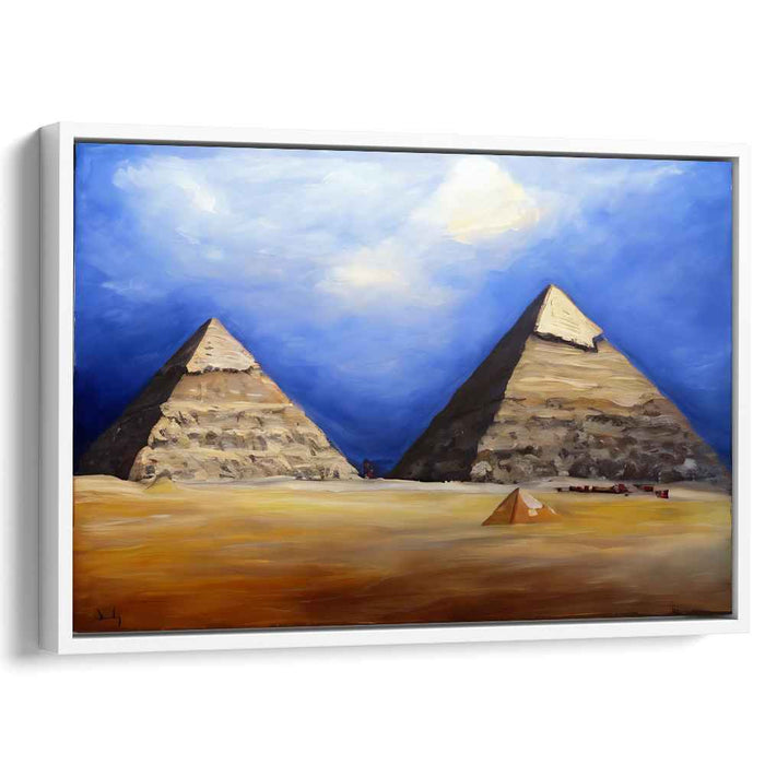 Sandstone Mirages Whisper Secrets: Majestic Pyramids of Giza Canvas Art Print