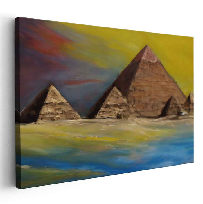 Sandstone Illusions: Impressionist Pyramids of Giza Canvas Art Print