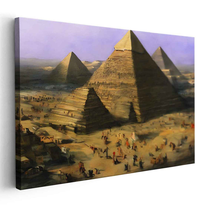 Sunset Silhouettes Rise High: The Great Pyramids of Giza in Golden Light