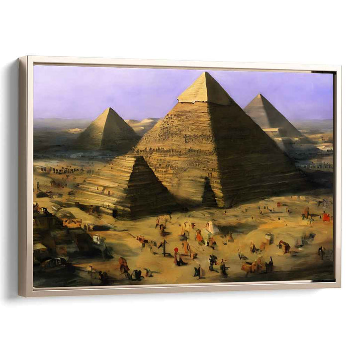 Sunset Silhouettes Rise High: The Great Pyramids of Giza in Golden Light