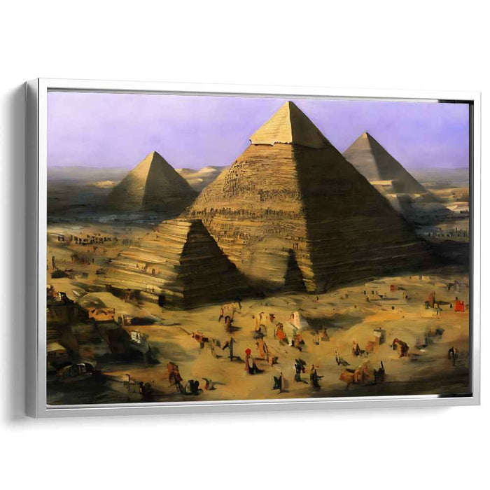 Sunset Silhouettes Rise High: The Great Pyramids of Giza in Golden Light