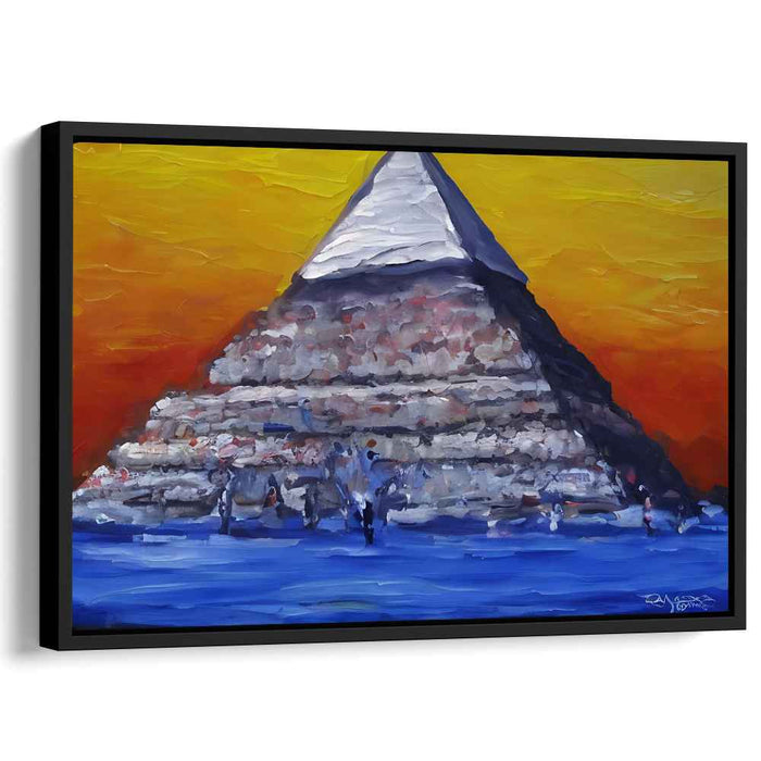 Mystical Pyramid: Abstract Expressionist Canvas Art Print with Vibrant Hues