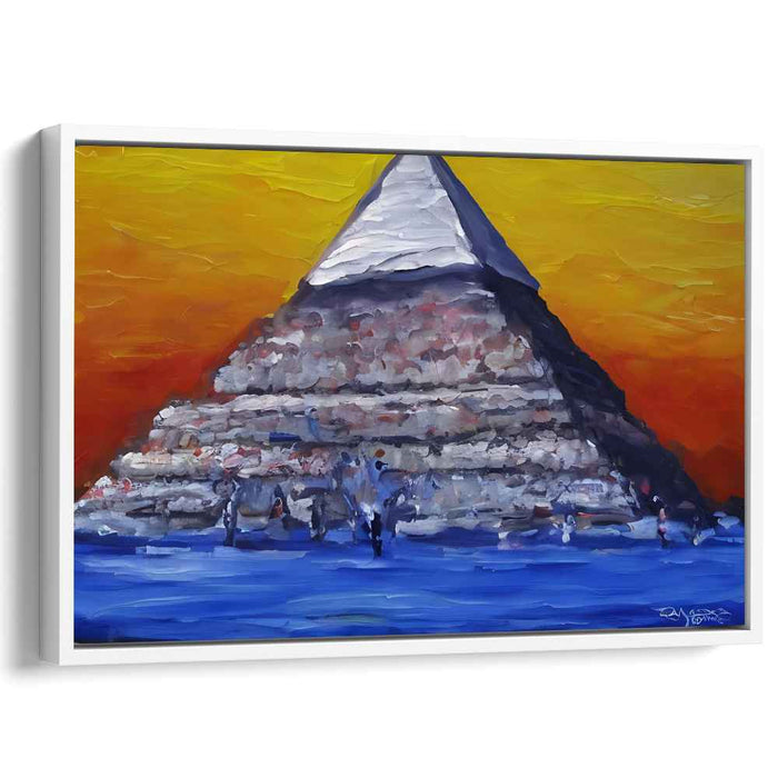 Mystical Pyramid: Abstract Expressionist Canvas Art Print with Vibrant Hues