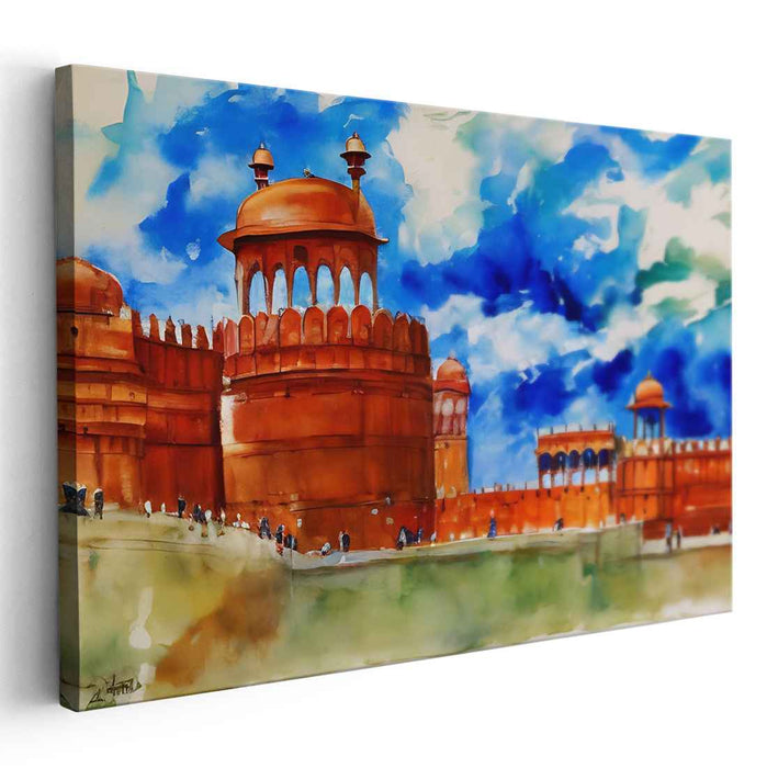 Whispers Of Citadel Veil: Impressionistic Watercolor Fort Landscape