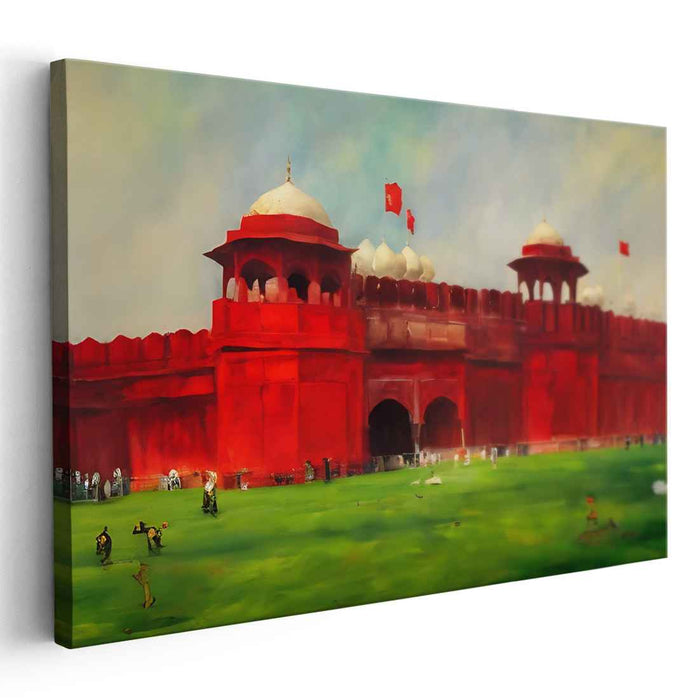Ethereal Dawn at Red Fort: Historic Indian Landmark in Vivid Hues