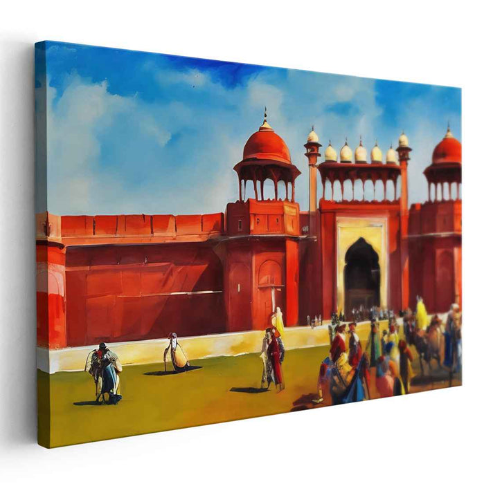 Majestic Mughal Fort: A Glimpse into History on Canvas