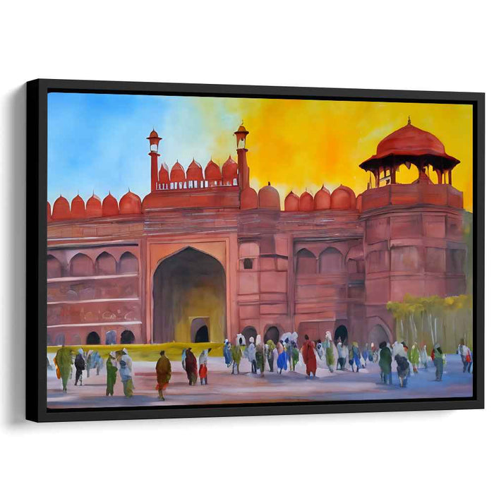 Sunset Serenade at Red Fort: Impressionistic Historical Canvas Art