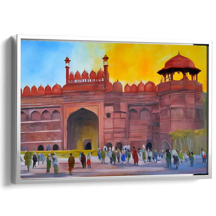Sunset Serenade at Red Fort: Impressionistic Historical Canvas Art