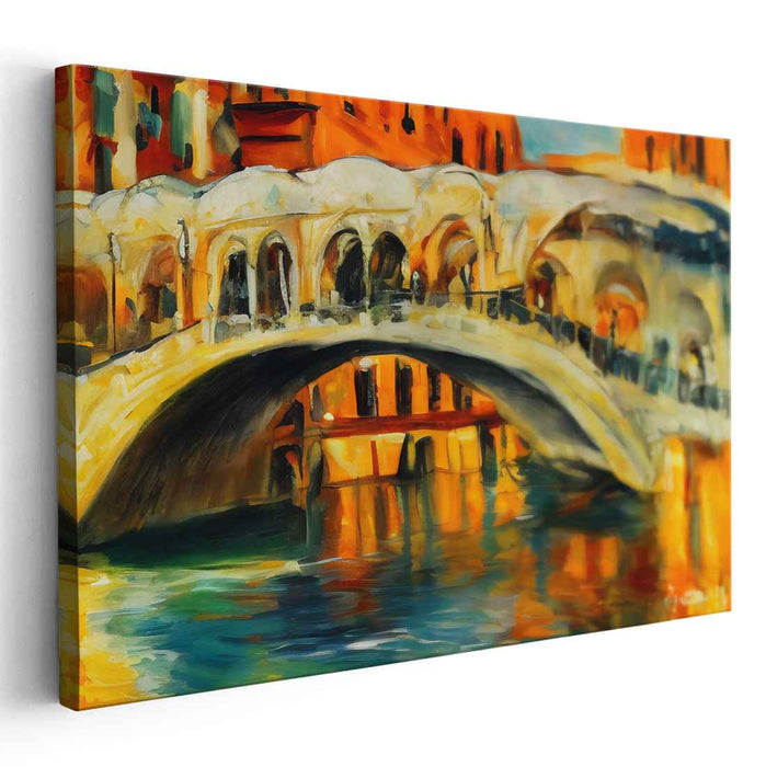 Dreamy Canals Symphony: Impressionist Venice Bridge Canvas Art Print