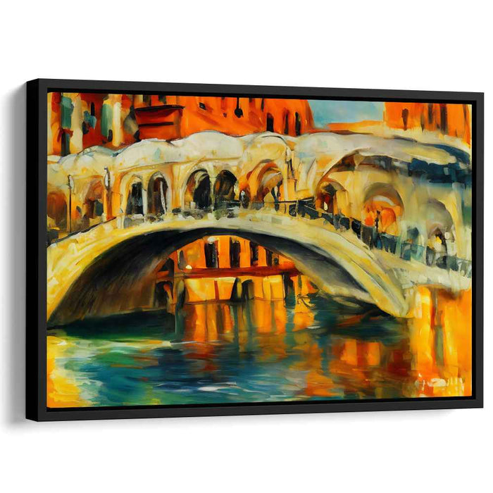 Dreamy Canals Symphony: Impressionist Venice Bridge Canvas Art Print