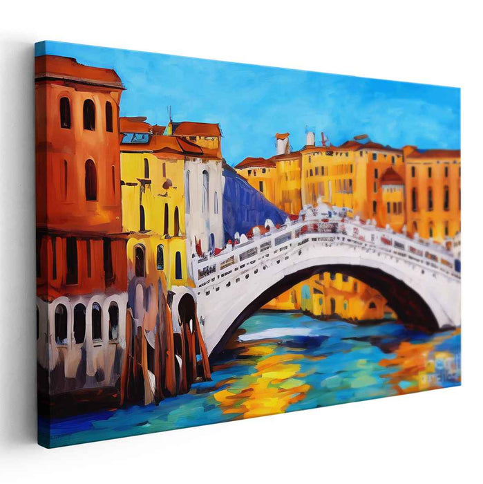 Echoes Of Venetian Waters: Vibrant Venice Bridge Canvas Art Print