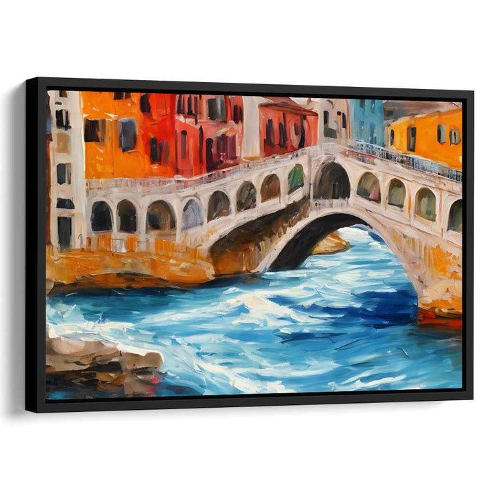 Vibrant Canal Bridge: Impressionist European Waterway Canvas Art