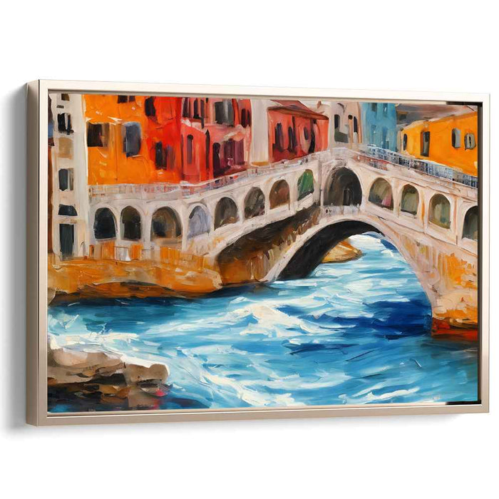 Vibrant Canal Bridge: Impressionist European Waterway Canvas Art