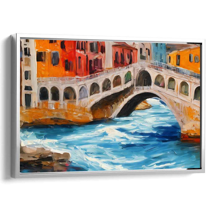 Vibrant Canal Bridge: Impressionist European Waterway Canvas Art