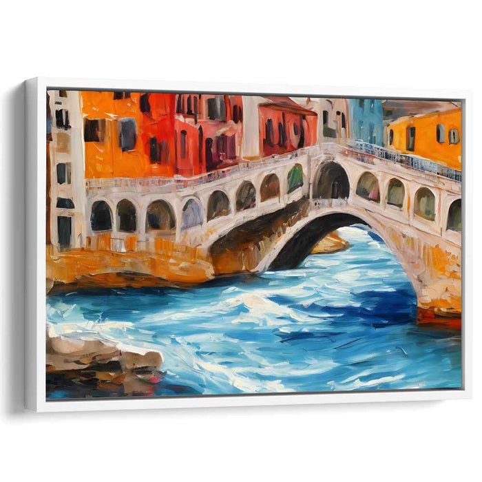 Vibrant Canal Bridge: Impressionist European Waterway Canvas Art
