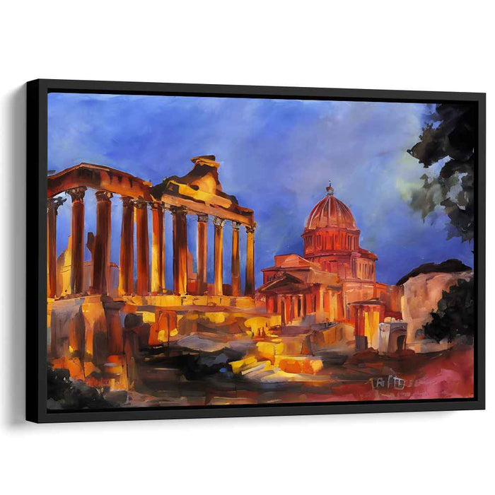 Echoes of Time and Light: Sunset Over Ancient Architecture Canvas Art Print