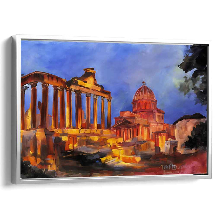 Echoes of Time and Light: Sunset Over Ancient Architecture Canvas Art Print