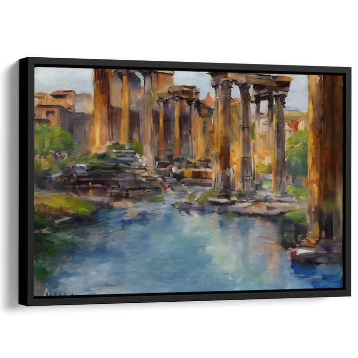 Faded Echoes Whispering Stories: Watercolor Vista of Roman Ruins Canvas Art