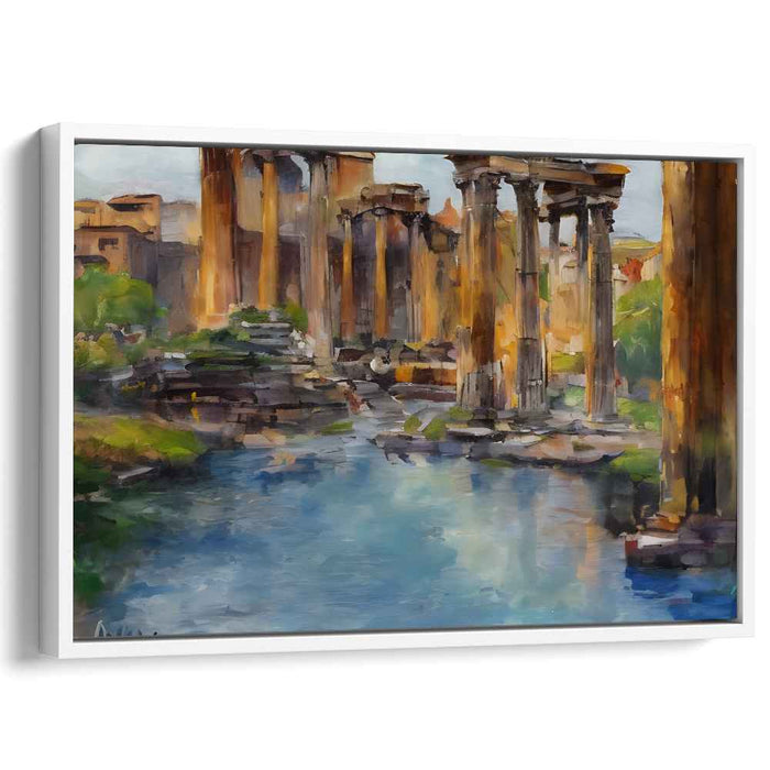 Faded Echoes Whispering Stories: Watercolor Vista of Roman Ruins Canvas Art