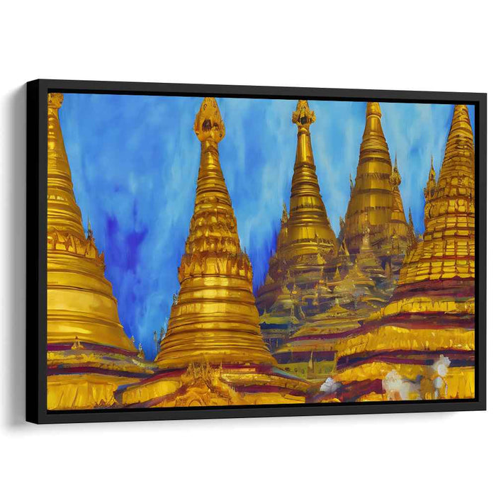 Golden Pagoda Whispers: Majestic Myanmar Splendor on Canvas