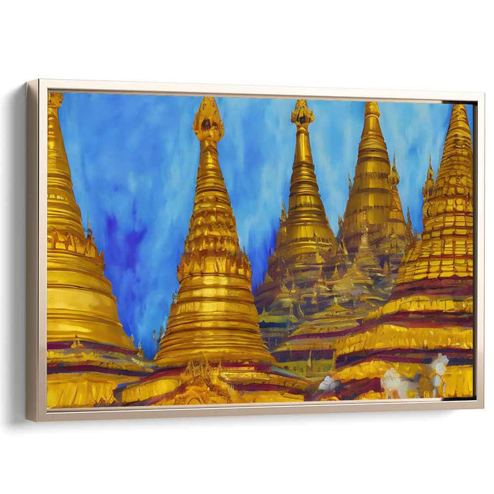 Golden Pagoda Whispers: Majestic Myanmar Splendor on Canvas