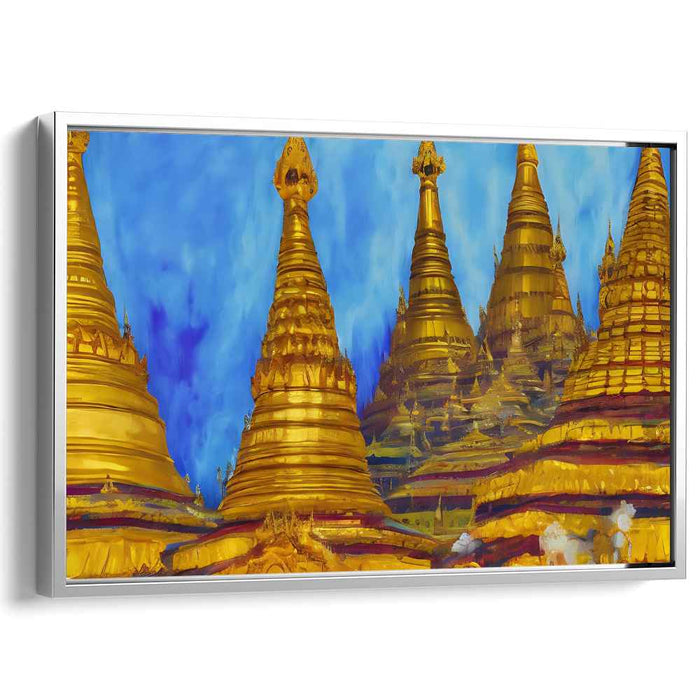 Golden Pagoda Whispers: Majestic Myanmar Splendor on Canvas
