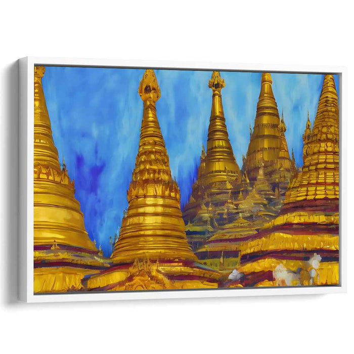 Golden Pagoda Whispers: Majestic Myanmar Splendor on Canvas