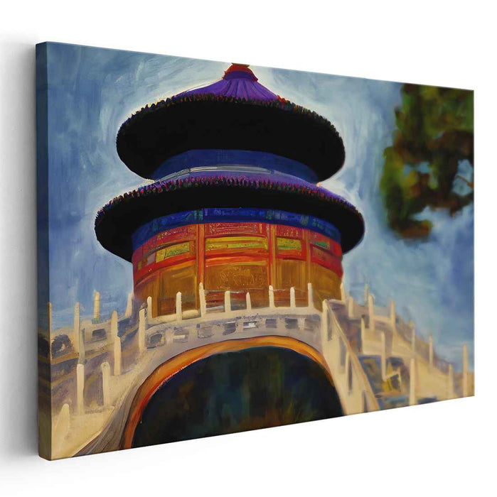 Contemporary Temple Sanctuary: Modern Realist Temple of Heaven Canvas Art