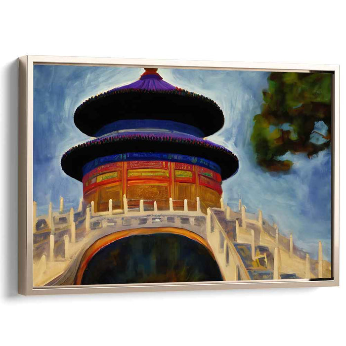 Contemporary Temple Sanctuary: Modern Realist Temple of Heaven Canvas Art